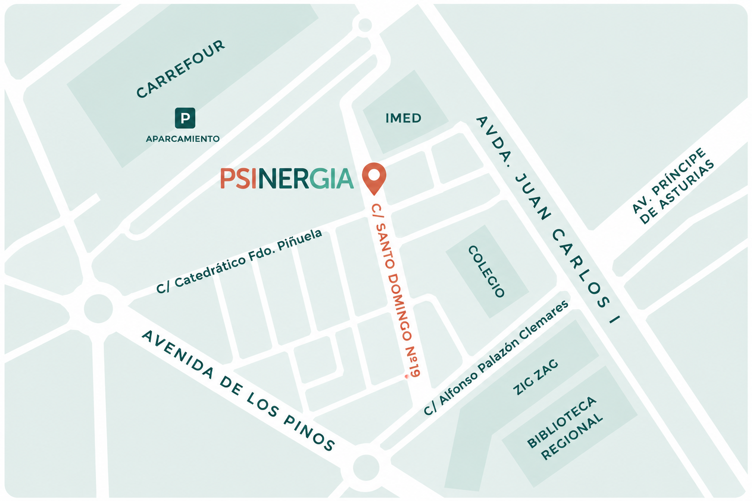 Mapa de localización de Psinergia en Murcia